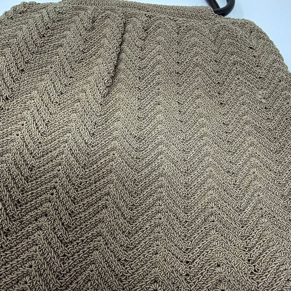 Vintage Nine West Brown Woven Macrame Crocheted Handbag Knitting Big Purse‎ Boho